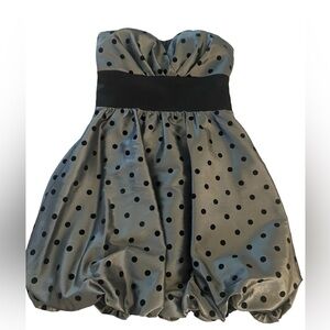 Silver polka dotted formal mini dress. Sz. 3.